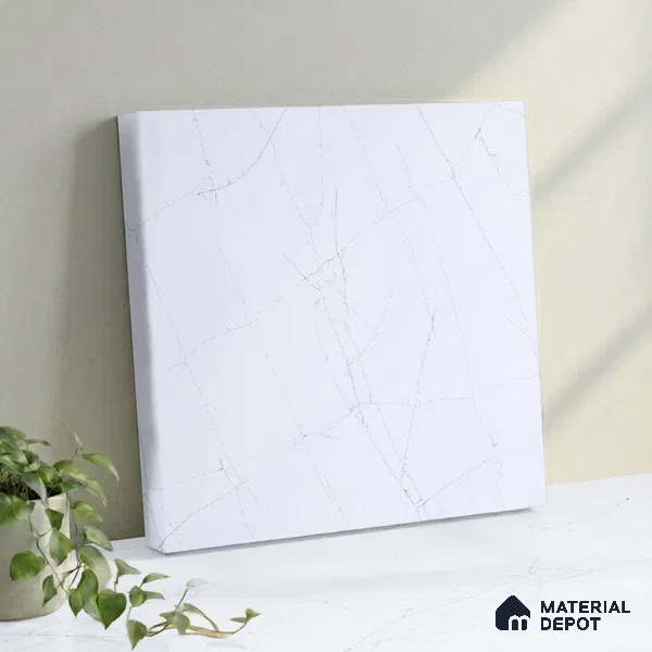 Belina Quartz QR 00015 Frosted Veil Regalia Series 11.42 ft x 6.58 ft Quartz - 20 mm | 10 Years Warranty | Suitable for Kitchen, Restaurant, Counter Tops, Dining, Reception, office