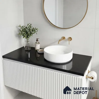 Belina Quartz QR 00016 Noir Astral Regalia Series 11.42 ft x 6.58 ft Quartz - 20 mm | 10 Years Warranty | Suitable for Kitchen, Restaurant, Counter Tops, Dining, Reception, office
