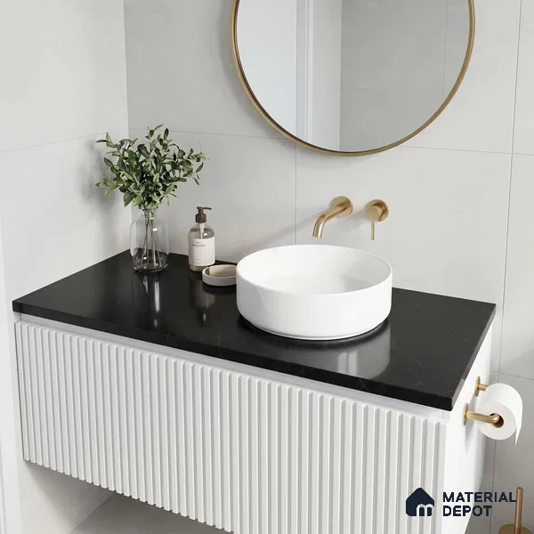 Belina Quartz QR 00016 Noir Astral Regalia Series 11.42 ft x 6.58 ft Quartz - 20 mm | 10 Years Warranty | Suitable for Kitchen, Restaurant, Counter Tops, Dining, Reception, office