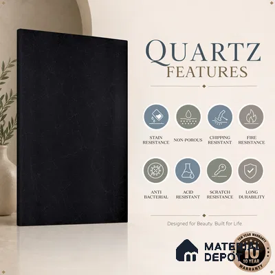 Belina Quartz QR 00016 Noir Astral Regalia Series 11.42 ft x 6.58 ft Quartz - 20 mm | 10 Years Warranty | Suitable for Kitchen, Restaurant, Counter Tops, Dining, Reception, office