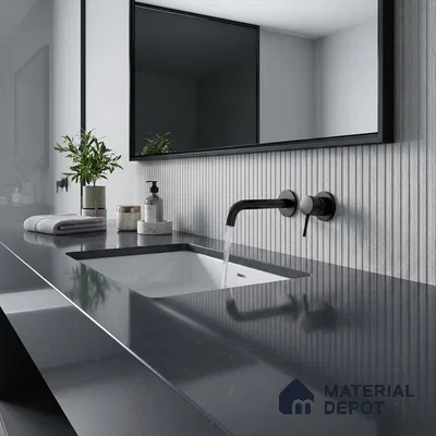 Belina Quartz QR 00017 Noir Astral Regalia Series 11.42 ft x 6.58 ft Quartz - 20 mm | 10 Years Warranty | Suitable for Kitchen, Restaurant, Counter Tops, Dining, Reception, office