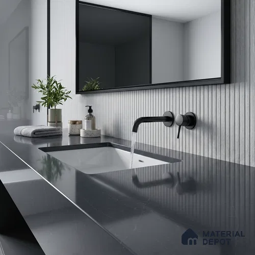 Belina Quartz QR 00017 Noir Astral Regalia Series 11.42 ft x 6.58 ft Quartz - 20 mm | 10 Years Warranty | Suitable for Kitchen, Restaurant, Counter Tops, Dining, Reception, office