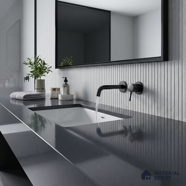 Belina Quartz QR 00017 Noir Astral Regalia Series 11.42 ft x 6.58 ft Quartz - 20 mm | 10 Years Warranty | Suitable for Kitchen, Restaurant, Counter Tops, Dining, Reception, office