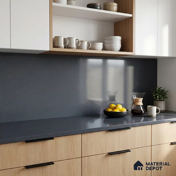Belina Quartz QR 00017 Noir Astral Regalia Series 11.42 ft x 6.58 ft Quartz - 20 mm | 10 Years Warranty | Suitable for Kitchen, Restaurant, Counter Tops, Dining, Reception, office