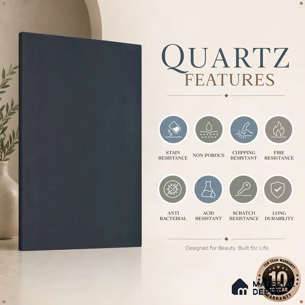 Belina Quartz QR 00017 Noir Astral Regalia Series 11.42 ft x 6.58 ft Quartz - 20 mm | 10 Years Warranty | Suitable for Kitchen, Restaurant, Counter Tops, Dining, Reception, office