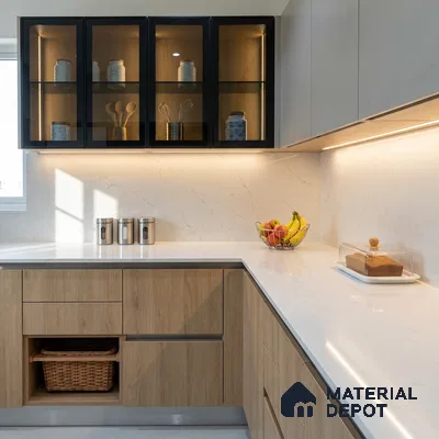 Belina Quartz QR 00019 Lunar Veil Regalia Series 11.42 ft x 6.58 ft Quartz - 20 mm | 10 Years Warranty | Suitable for Kitchen, Restaurant, Counter Tops, Dining, Reception, office