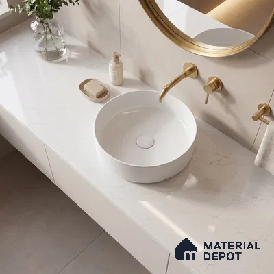 Belina Quartz QR 00019 Lunar Veil Regalia Series 11.42 ft x 6.58 ft Quartz - 20 mm | 10 Years Warranty | Suitable for Kitchen, Restaurant, Counter Tops, Dining, Reception, office
