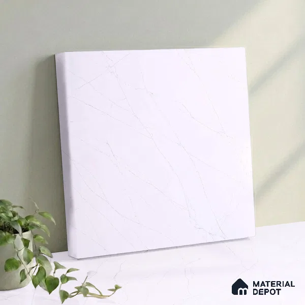 Belina Quartz QR 00019 Lunar Veil Regalia Series 11.42 ft x 6.58 ft Quartz - 20 mm | 10 Years Warranty | Suitable for Kitchen, Restaurant, Counter Tops, Dining, Reception, office