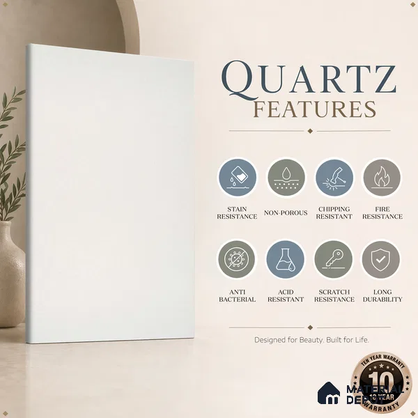 Belina Quartz QR 00020 Frosted Aurora Regalia Series 11.42 ft x 6.58 ft Quartz - 20 mm | 10 Years Warranty | Suitable for Kitchen, Restaurant, Counter Tops, Dining, Reception, office