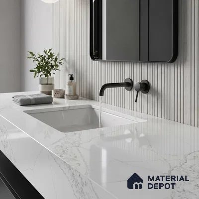 Belina Quartz QR 00022 Celestial Vein Regalia Series 11.42 ft x 6.58 ft Quartz - 20 mm | 10 Years Warranty | Suitable for Kitchen, Restaurant, Counter Tops, Dining, Reception, office