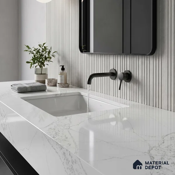 Belina Quartz QR 00022 Celestial Vein Regalia Series 11.42 ft x 6.58 ft Quartz - 20 mm | 10 Years Warranty | Suitable for Kitchen, Restaurant, Counter Tops, Dining, Reception, office