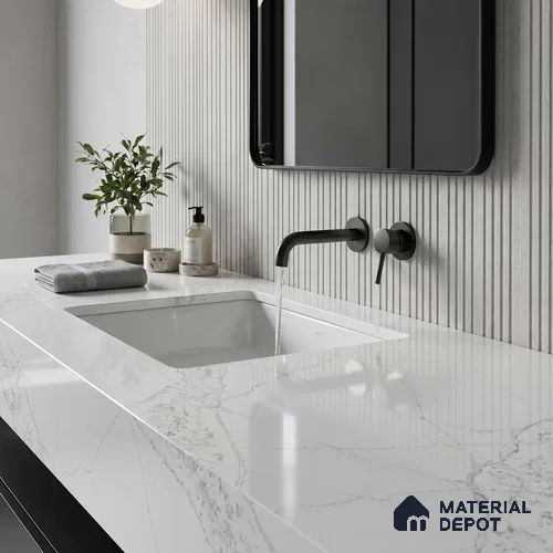 Belina Quartz QR 00022 Celestial Vein Regalia Series 11.42 ft x 6.58 ft Quartz - 20 mm | 10 Years Warranty | Suitable for Kitchen, Restaurant, Counter Tops, Dining, Reception, office
