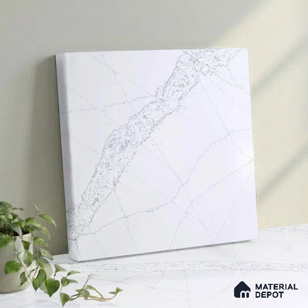 Belina Quartz QR 00022 Celestial Vein Regalia Series 11.42 ft x 6.58 ft Quartz - 20 mm | 10 Years Warranty | Suitable for Kitchen, Restaurant, Counter Tops, Dining, Reception, office