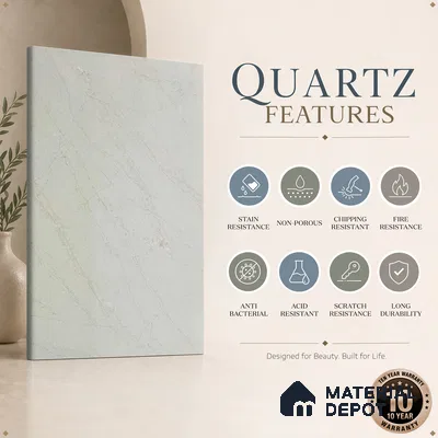Belina Quartz QR 00023 Celestial Veil Regalia Series 11.42 ft x 6.58 ft Quartz - 20 mm | 10 Years Warranty | Suitable for Kitchen, Restaurant, Counter Tops, Dining, Reception, office