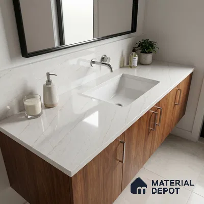 Belina Quartz QR 00024 Cloudline Vein Regalia Series 11.42 ft x 6.58 ft Quartz - 20 mm | 10 Years Warranty | Suitable for Kitchen, Restaurant, Counter Tops, Dining, Reception, office