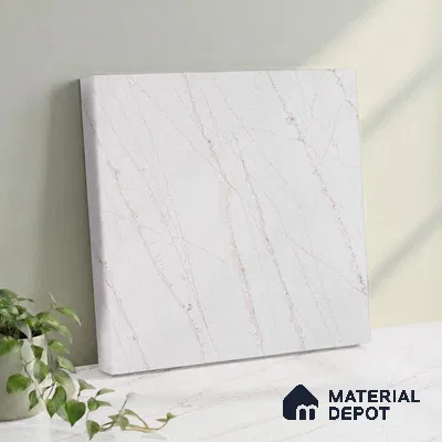 Belina Quartz QR 00024 Cloudline Vein Regalia Series 11.42 ft x 6.58 ft Quartz - 20 mm | 10 Years Warranty | Suitable for Kitchen, Restaurant, Counter Tops, Dining, Reception, office