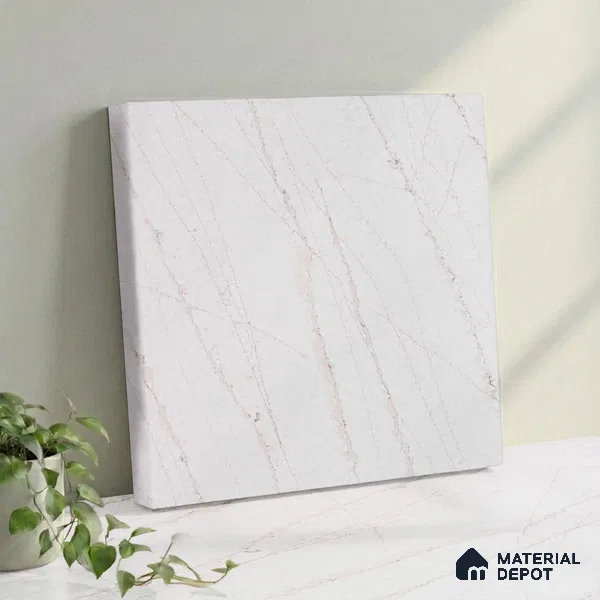 Belina Quartz QR 00024 Cloudline Vein Regalia Series 11.42 ft x 6.58 ft Quartz - 20 mm | 10 Years Warranty | Suitable for Kitchen, Restaurant, Counter Tops, Dining, Reception, office