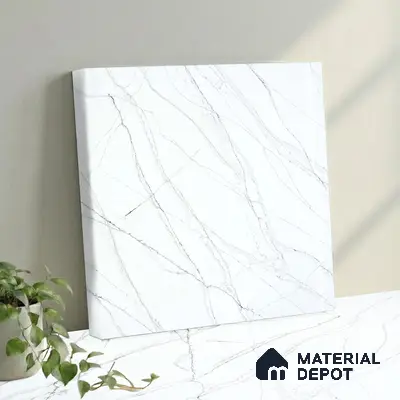 Belina Quartz QR 00025 Celeste Vein Regalia Series 11.42 ft x 6.58 ft Quartz - 20 mm | 10 Years Warranty | Suitable for Kitchen, Restaurant, Counter Tops, Dining, Reception, office