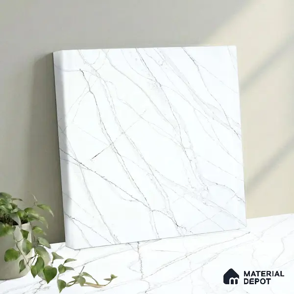 Belina Quartz QR 00025 Celeste Vein Regalia Series 11.42 ft x 6.58 ft Quartz - 20 mm | 10 Years Warranty | Suitable for Kitchen, Restaurant, Counter Tops, Dining, Reception, office