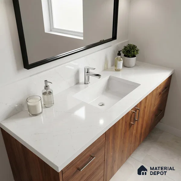 Belina Quartz QR 00026 Lunar Veil Regalia Series 11.42 ft x 6.58 ft Quartz - 20 mm | 10 Years Warranty | Suitable for Kitchen, Restaurant, Counter Tops, Dining, Reception, office