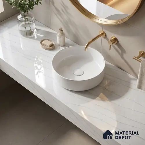 Belina Quartz QR 00027 Silver Drift Regalia Series 11.42 ft x 6.58 ft Quartz - 20 mm | 10 Years Warranty | Suitable for Kitchen, Restaurant, Counter Tops, Dining, Reception, office