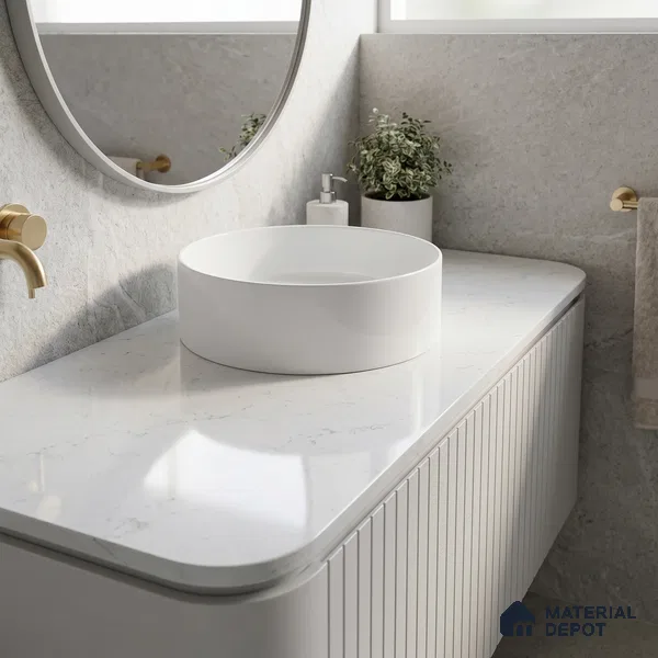 Belina Quartz QR 00028 Polar Essence Regalia Series 11.42 ft x 6.58 ft Quartz - 20 mm | 10 Years Warranty | Suitable for Kitchen, Restaurant, Counter Tops, Dining, Reception, office