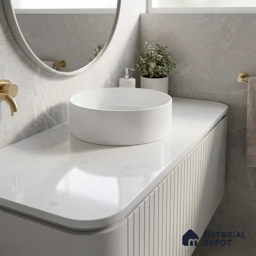 Belina Quartz QR 00028 Polar Essence Regalia Series 11.42 ft x 6.58 ft Quartz - 20 mm | 10 Years Warranty | Suitable for Kitchen, Restaurant, Counter Tops, Dining, Reception, office