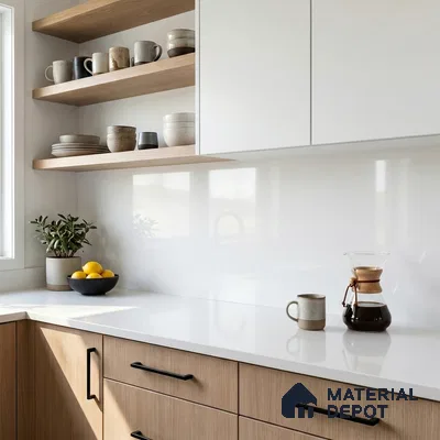 Belina Quartz QR 00028 Polar Essence Regalia Series 11.42 ft x 6.58 ft Quartz - 20 mm | 10 Years Warranty | Suitable for Kitchen, Restaurant, Counter Tops, Dining, Reception, office