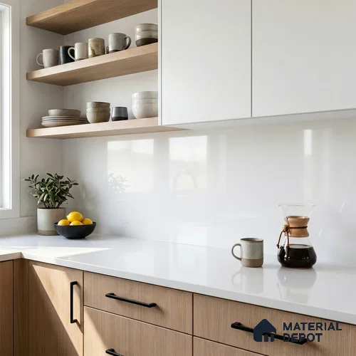 Belina Quartz QR 00028 Polar Essence Regalia Series 11.42 ft x 6.58 ft Quartz - 20 mm | 10 Years Warranty | Suitable for Kitchen, Restaurant, Counter Tops, Dining, Reception, office