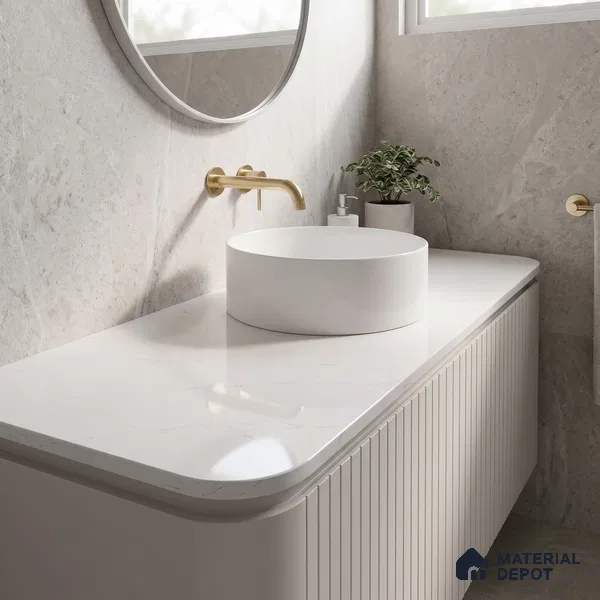 Belina Quartz QR 00030 Lunar Veil Regalia Series 11.42 ft x 6.58 ft Quartz - 20 mm | 10 Years Warranty | Suitable for Kitchen, Restaurant, Counter Tops, Dining, Reception, office
