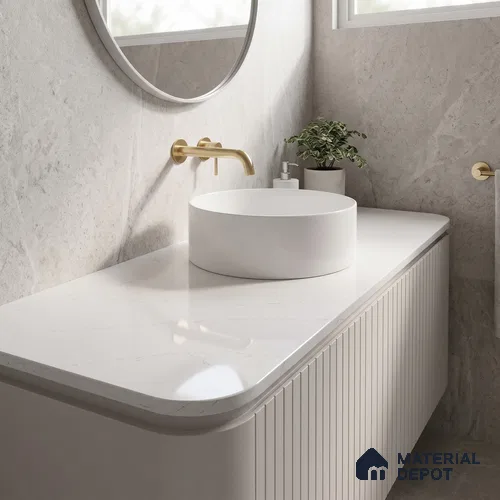 Belina Quartz QR 00030 Lunar Veil Regalia Series 11.42 ft x 6.58 ft Quartz - 20 mm | 10 Years Warranty | Suitable for Kitchen, Restaurant, Counter Tops, Dining, Reception, office