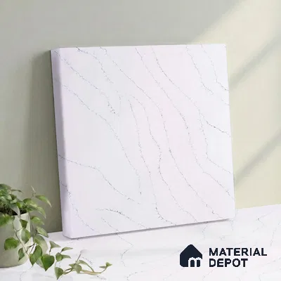 Belina Quartz QR 00032 Arctic Veil Regalia Series 11.42 ft x 6.58 ft Quartz - 20 mm | 10 Years Warranty | Suitable for Kitchen, Restaurant, Counter Tops, Dining, Reception, office