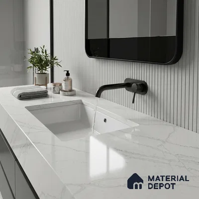 Belina Quartz QR 00035 Ivory Whisper Regalia Series 11.42 ft x 6.58 ft Quartz - 20 mm | 10 Years Warranty | Suitable for Kitchen, Restaurant, Counter Tops, Dining, Reception, office
