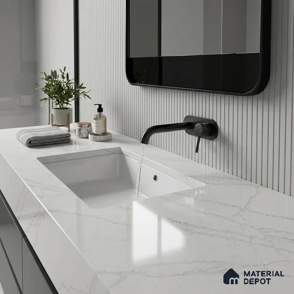 Belina Quartz QR 00035 Ivory Whisper Regalia Series 11.42 ft x 6.58 ft Quartz - 20 mm | 10 Years Warranty | Suitable for Kitchen, Restaurant, Counter Tops, Dining, Reception, office