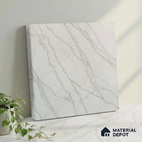 Belina Quartz QR 00035 Ivory Whisper Regalia Series 11.42 ft x 6.58 ft Quartz - 20 mm | 10 Years Warranty | Suitable for Kitchen, Restaurant, Counter Tops, Dining, Reception, office