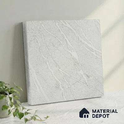 Belina Quartz QR 00036 Series Ivory Cascade Regalia Series 11.42 ft x 6.58 ft Quartz - 20 mm | 10 Years Warranty | Suitable for Kitchen, Restaurant, Counter Tops, Dining, Reception, office