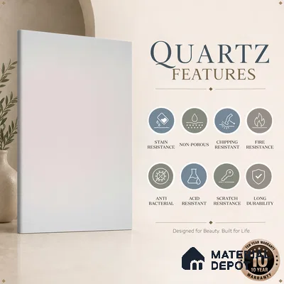 Belina Quartz QR 00037 Whisper Veil Regalia Series 11.42 ft x 6.58 ft Quartz - 20 mm | 10 Years Warranty | Suitable for Kitchen, Restaurant, Counter Tops, Dining, Reception, office