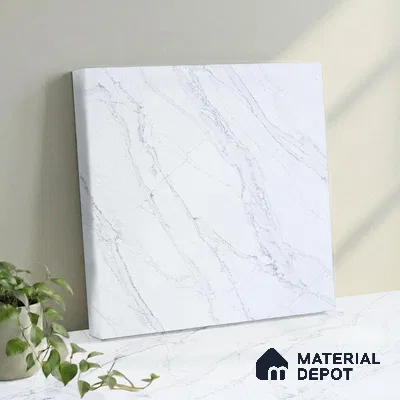Belina Quartz QR 00038 Ivory Cascade Regalia Series 11.42 ft x 6.58 ft Quartz - 20 mm | 10 Years Warranty | Suitable for Kitchen, Restaurant, Counter Tops, Dining, Reception, office
