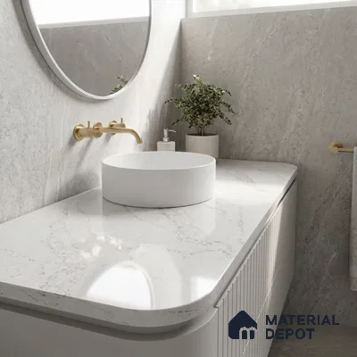 Belina Quartz QR 00039 Celestial Veil Regalia Series 11.42 ft x 6.58 ft Quartz - 20 mm | 10 Years Warranty | Suitable for Kitchen, Restaurant, Counter Tops, Dining, Reception, office