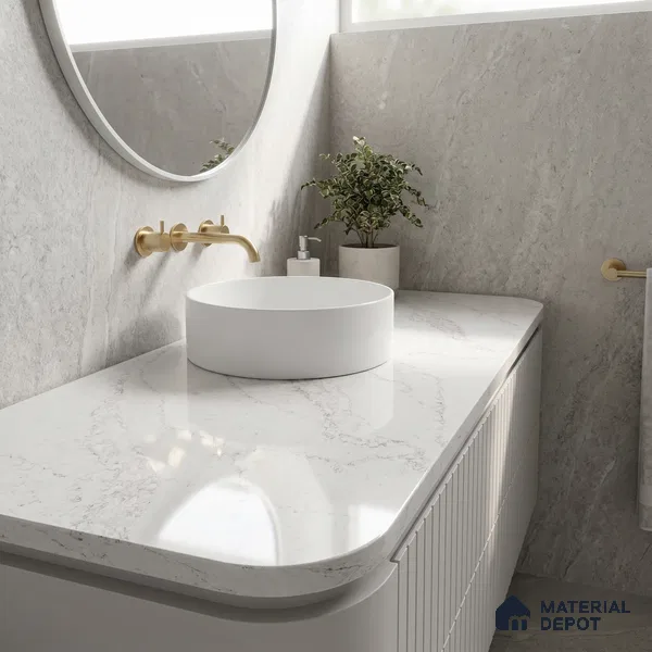 Belina Quartz QR 00039 Celestial Veil Regalia Series 11.42 ft x 6.58 ft Quartz - 20 mm | 10 Years Warranty | Suitable for Kitchen, Restaurant, Counter Tops, Dining, Reception, office