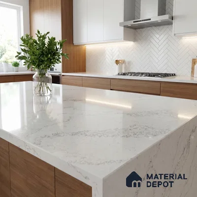 Belina Quartz QR 00039 Celestial Veil Regalia Series 11.42 ft x 6.58 ft Quartz - 20 mm | 10 Years Warranty | Suitable for Kitchen, Restaurant, Counter Tops, Dining, Reception, office