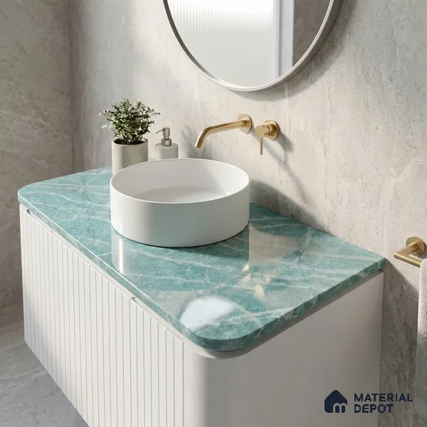 Belina Quartz QR 00040 Verdant Cascade Regalia Series 11.42 ft x 6.58 ft Quartz - 20 mm | 10 Years Warranty | Suitable for Kitchen, Restaurant, Counter Tops, Dining, Reception, office