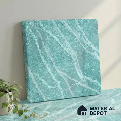 Belina Quartz QR 00040 Verdant Cascade Regalia Series 11.42 ft x 6.58 ft Quartz - 20 mm | 10 Years Warranty | Suitable for Kitchen, Restaurant, Counter Tops, Dining, Reception, office