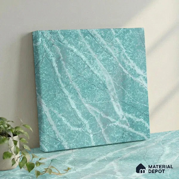 Belina Quartz QR 00040 Verdant Cascade Regalia Series 11.42 ft x 6.58 ft Quartz - 20 mm | 10 Years Warranty | Suitable for Kitchen, Restaurant, Counter Tops, Dining, Reception, office