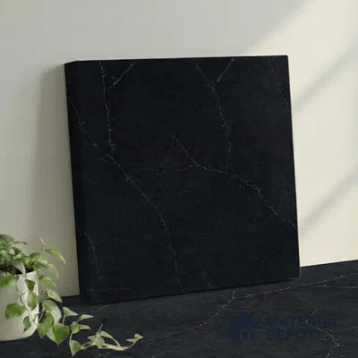 Belina Quartz QR 00043 Obsidian Veil Regalia Series 11.42 ft x 6.58 ft Quartz - 20 mm | 10 Years Warranty | Suitable for Kitchen, Restaurant, Counter Tops, Dining, Reception, office