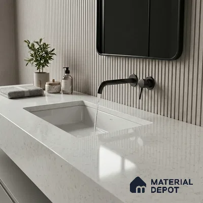 Belina Quartz QR 00047 Frosted Petal Regalia Series 11.42 ft x 6.58 ft Quartz - 20 mm | 10 Years Warranty | Suitable for Kitchen, Restaurant, Counter Tops, Dining, Reception, office
