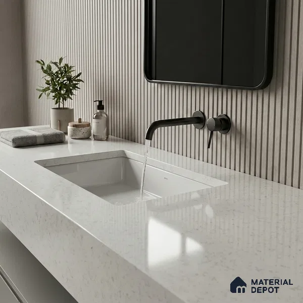 Belina Quartz QR 00047 Frosted Petal Regalia Series 11.42 ft x 6.58 ft Quartz - 20 mm | 10 Years Warranty | Suitable for Kitchen, Restaurant, Counter Tops, Dining, Reception, office