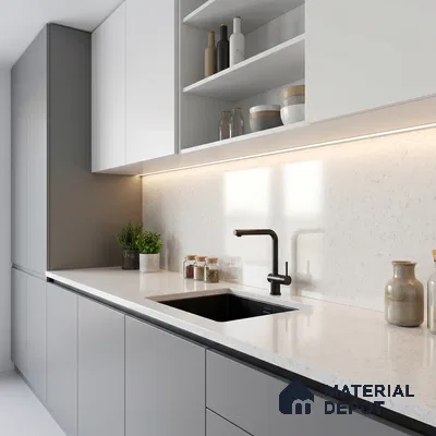 Belina Quartz QR 00047 Frosted Petal Regalia Series 11.42 ft x 6.58 ft Quartz - 20 mm | 10 Years Warranty | Suitable for Kitchen, Restaurant, Counter Tops, Dining, Reception, office