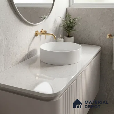 Belina Quartz QR 00048 Ivory Whisper Regalia Series 11.42 ft x 6.58 ft Quartz - 20 mm | 10 Years Warranty | Suitable for Kitchen, Restaurant, Counter Tops, Dining, Reception, office