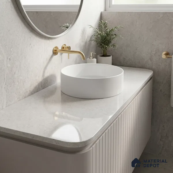 Belina Quartz QR 00048 Ivory Whisper Regalia Series 11.42 ft x 6.58 ft Quartz - 20 mm | 10 Years Warranty | Suitable for Kitchen, Restaurant, Counter Tops, Dining, Reception, office